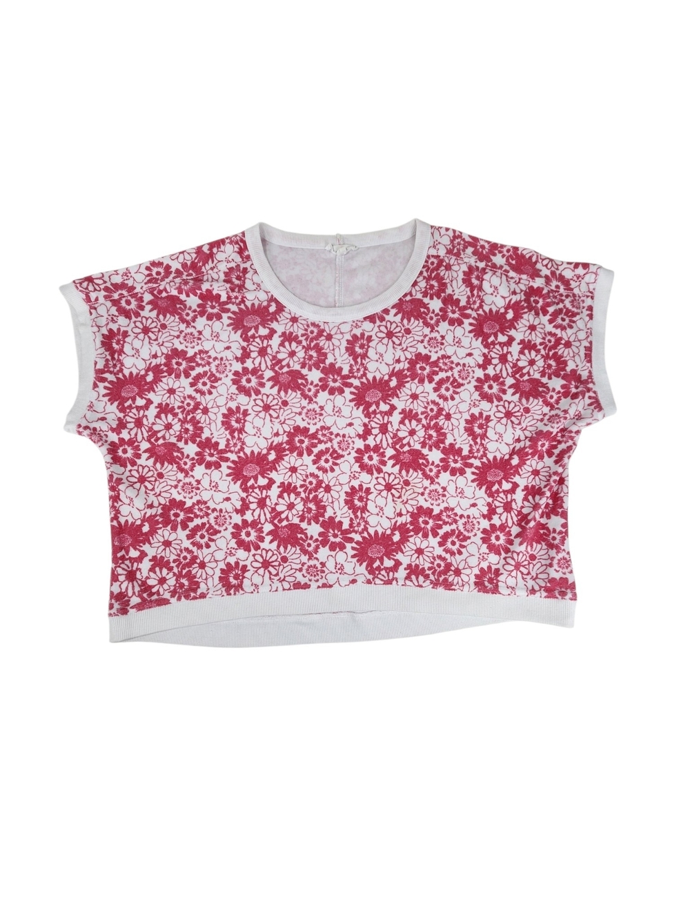 Jane + Delancey Women’s L Floral Sweatshirt Top Pink White Short Sleeve Dolman L - Picture 9 of 12